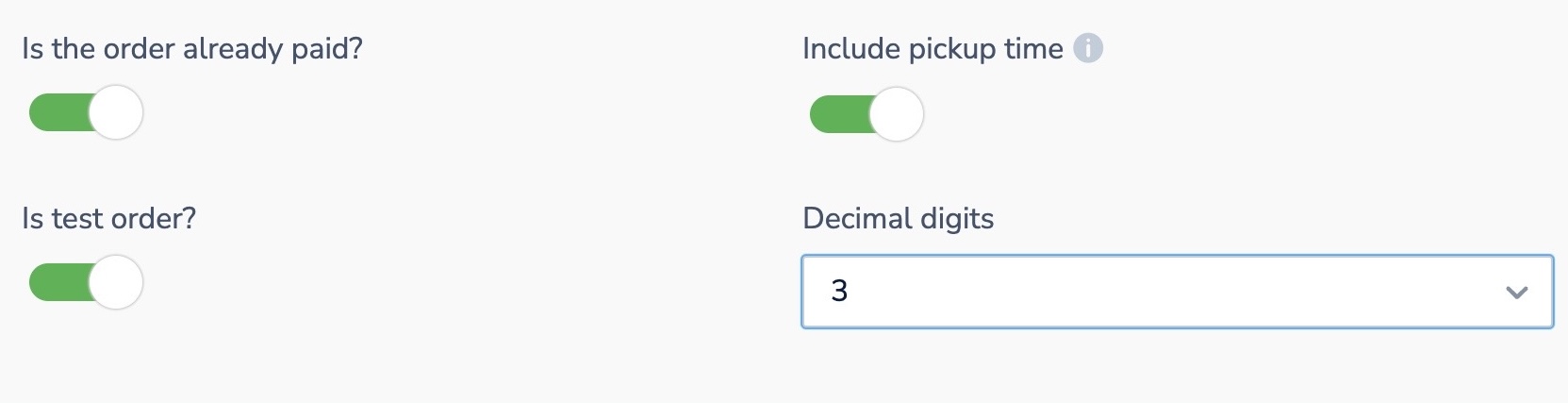 Decimal digits dropdown