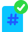Hashtag with check icon