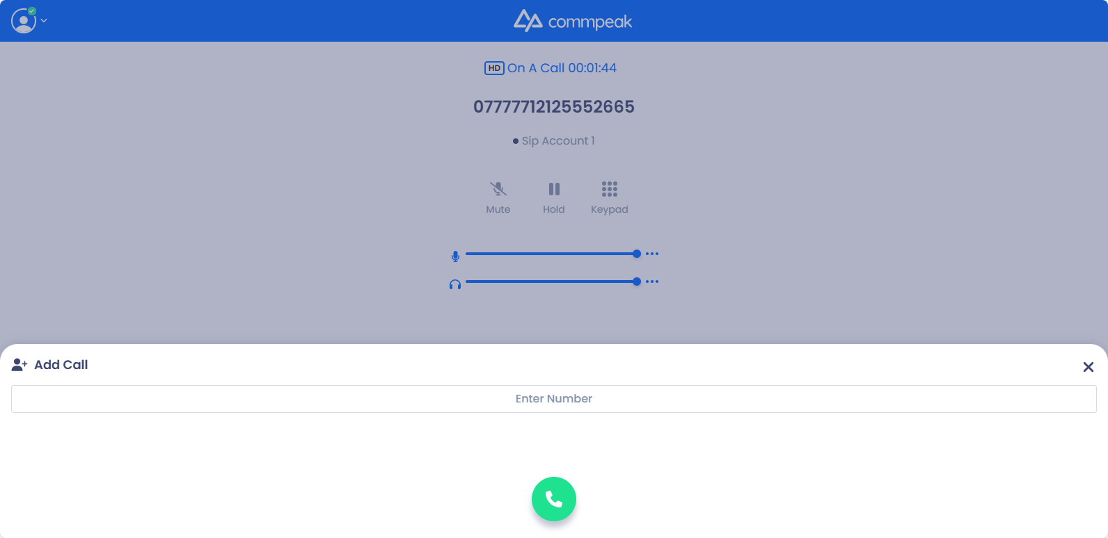 Screenshot of the Add Call option