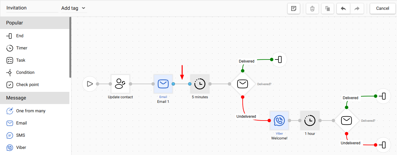 Deleting connection between blocks