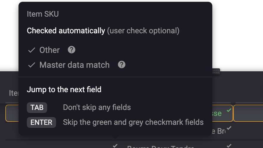 Master data match validation source.