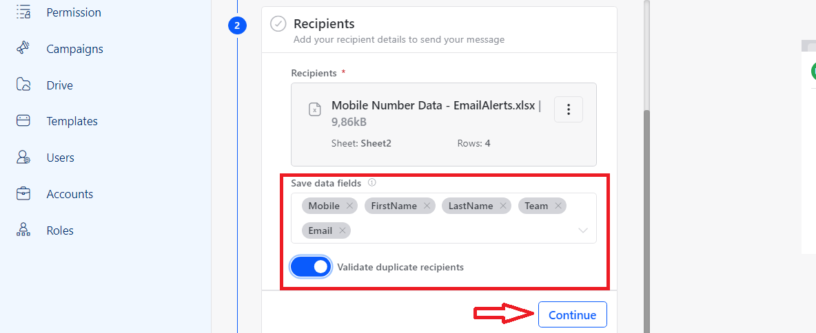 Email recipient column mapping