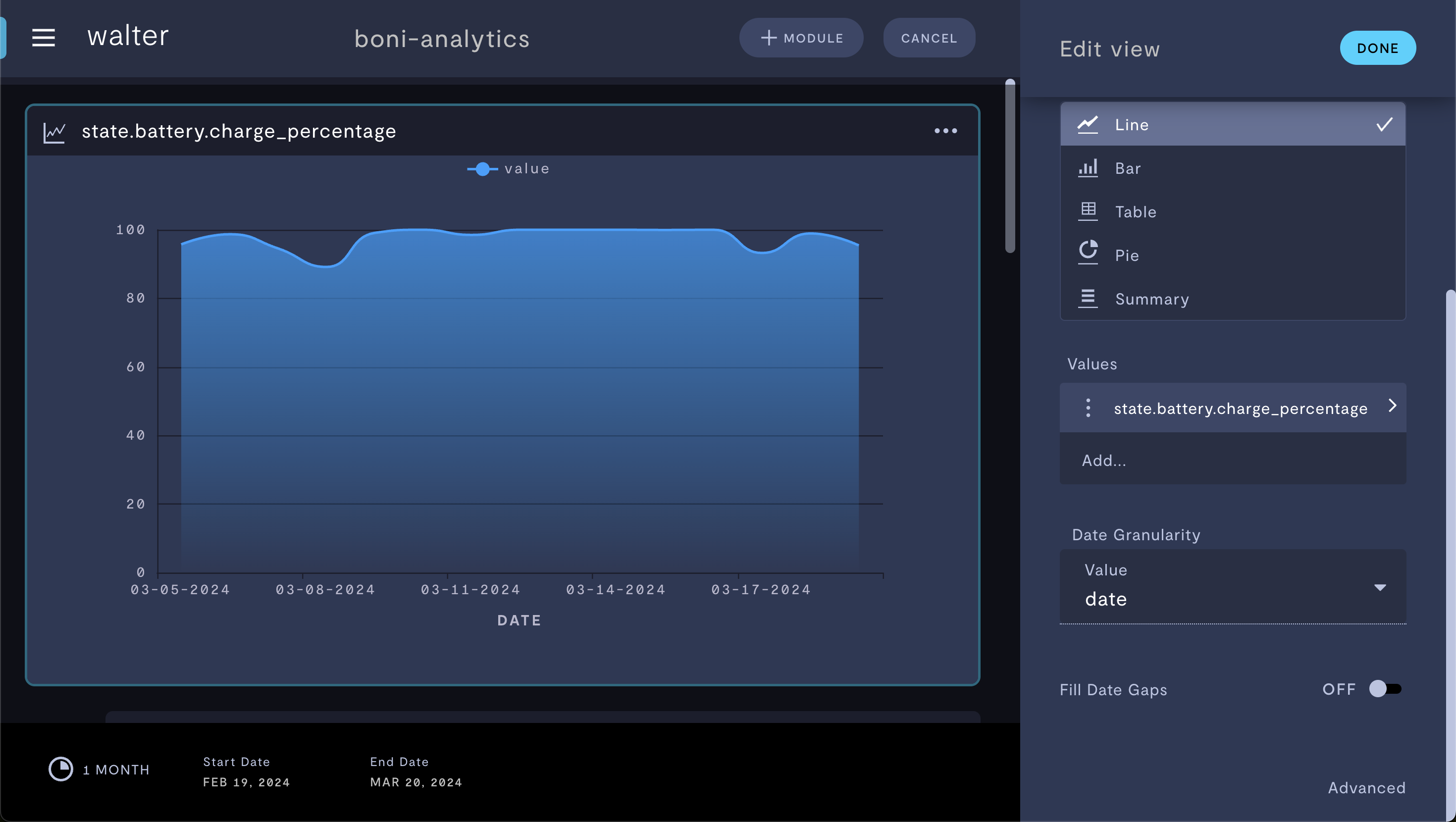 Basic query for average battery percentage.