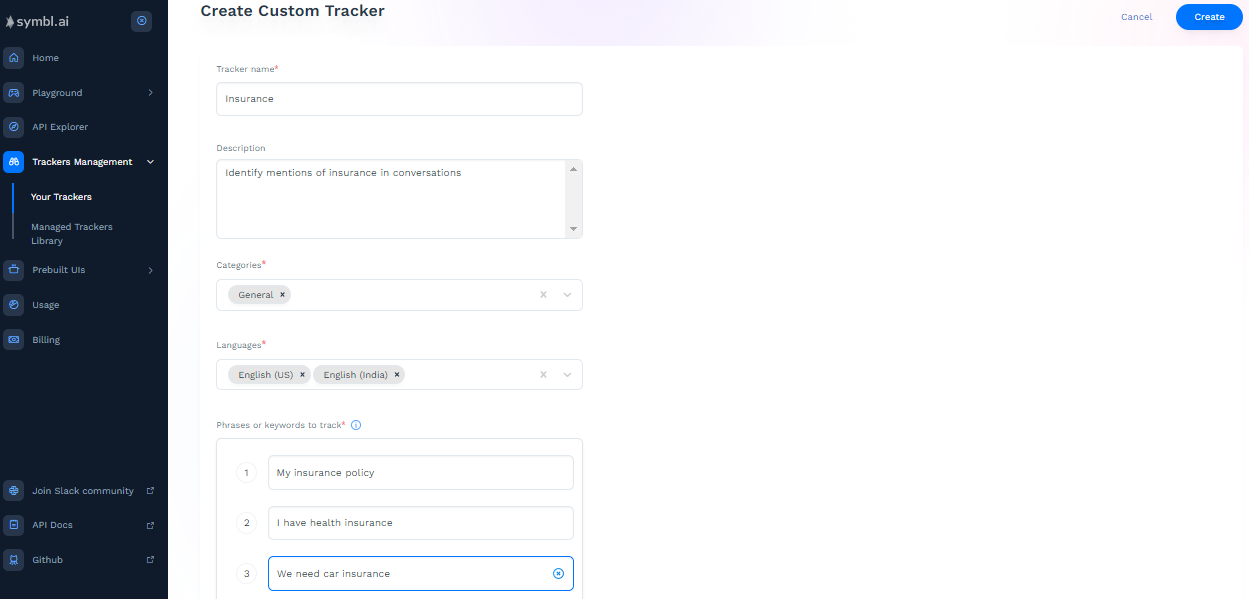 Custom trackers