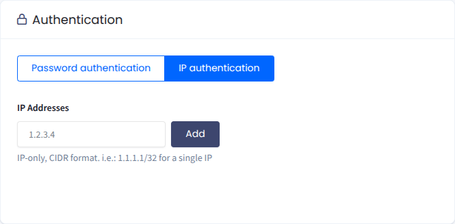 Screenshot of SIP account authentication settings by IP