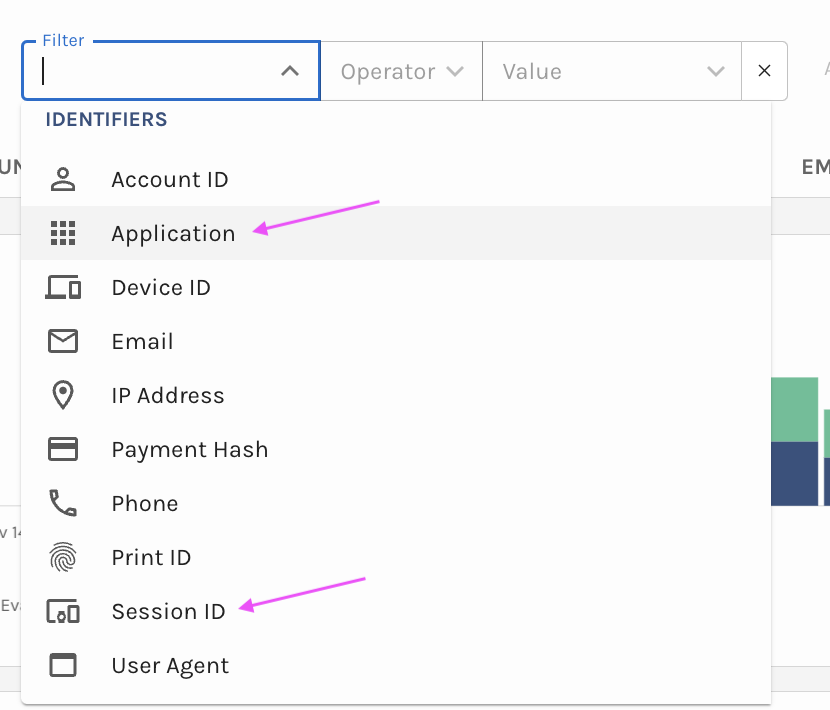 Search in Event Explorer using the **Session ID** or **Application**