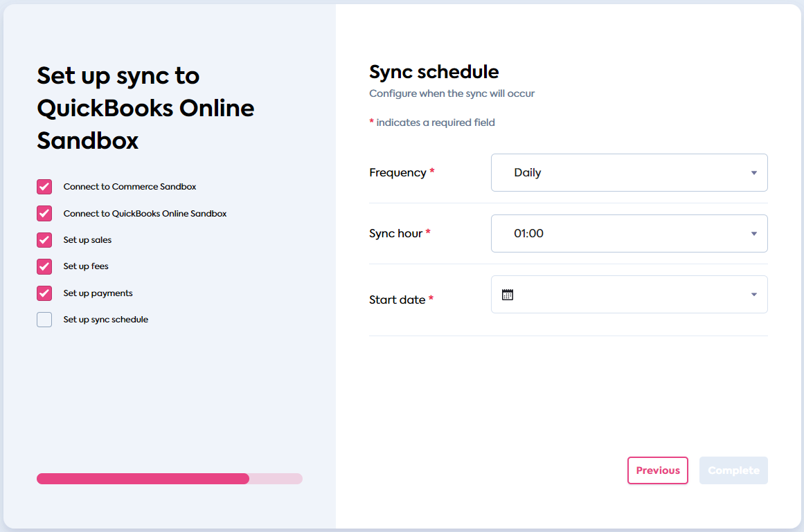 Sync shedule default.png Sync Schedule screen of the Sync for Commerce flow (click to expand).