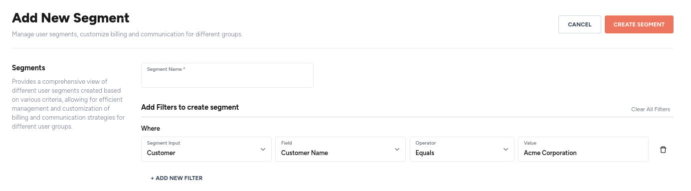 Fig. 1: Create a simple segment based on a filter of type customer.