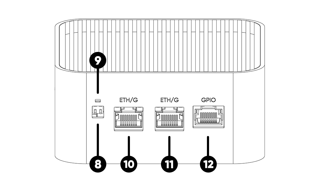 ALPON X5 AI rear face with switches, buttons, and ethernet