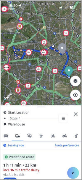Predefined route