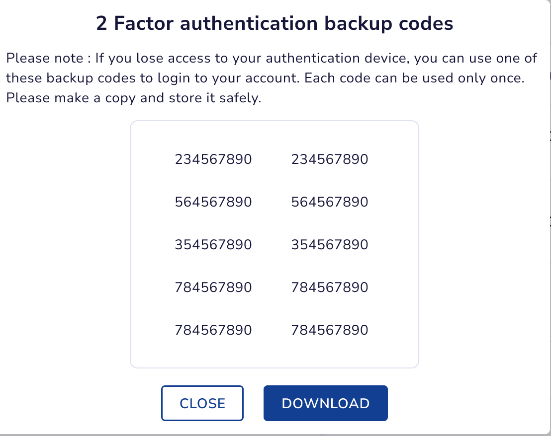 Backup Codes