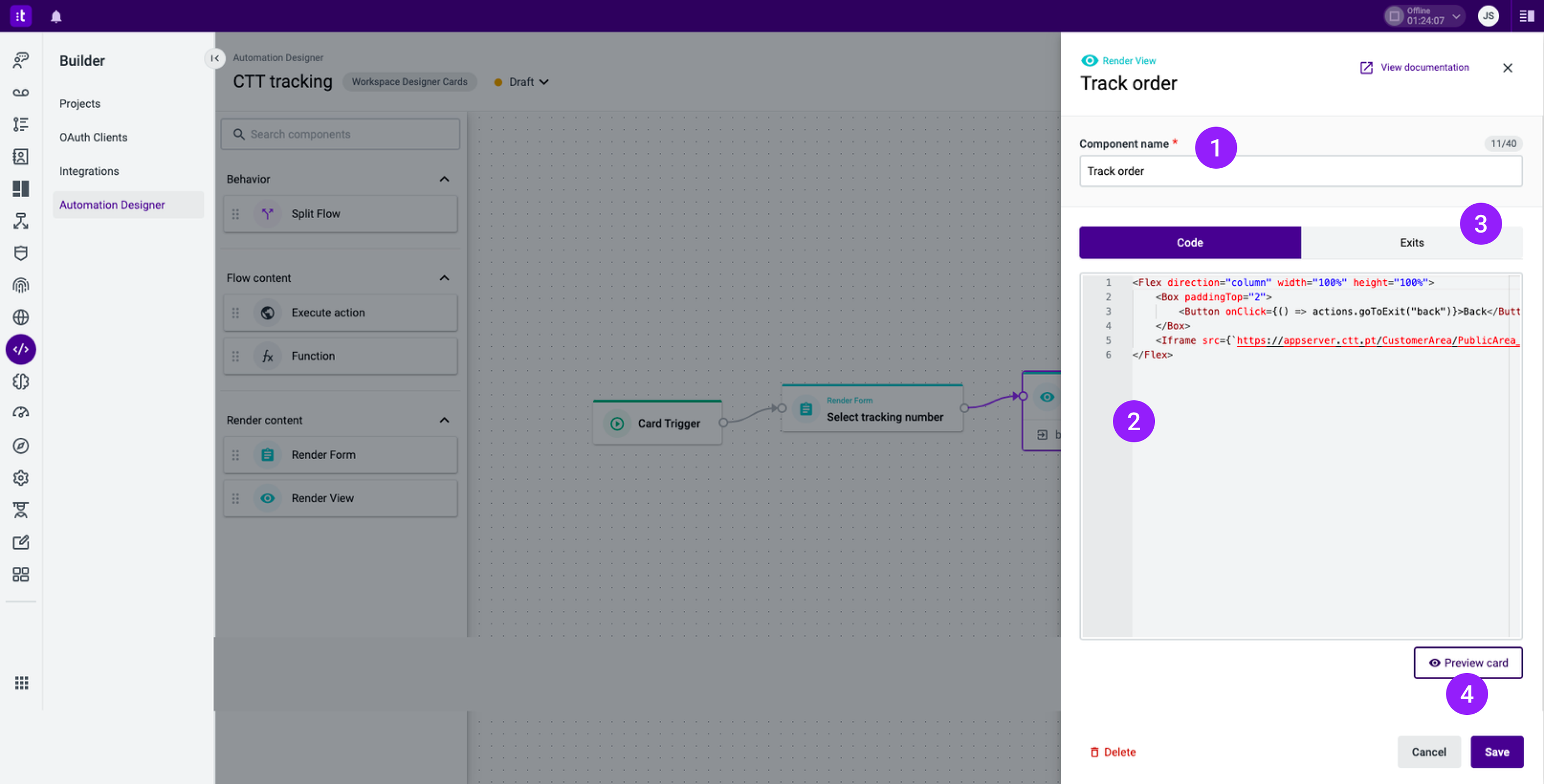 Figure 6 - Render View node code editor