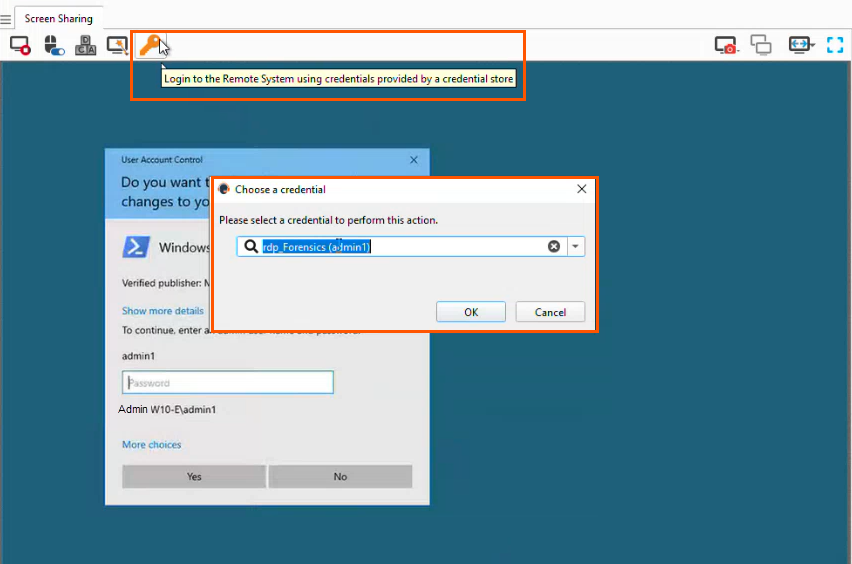 An image of the BYOT credential injection dialog