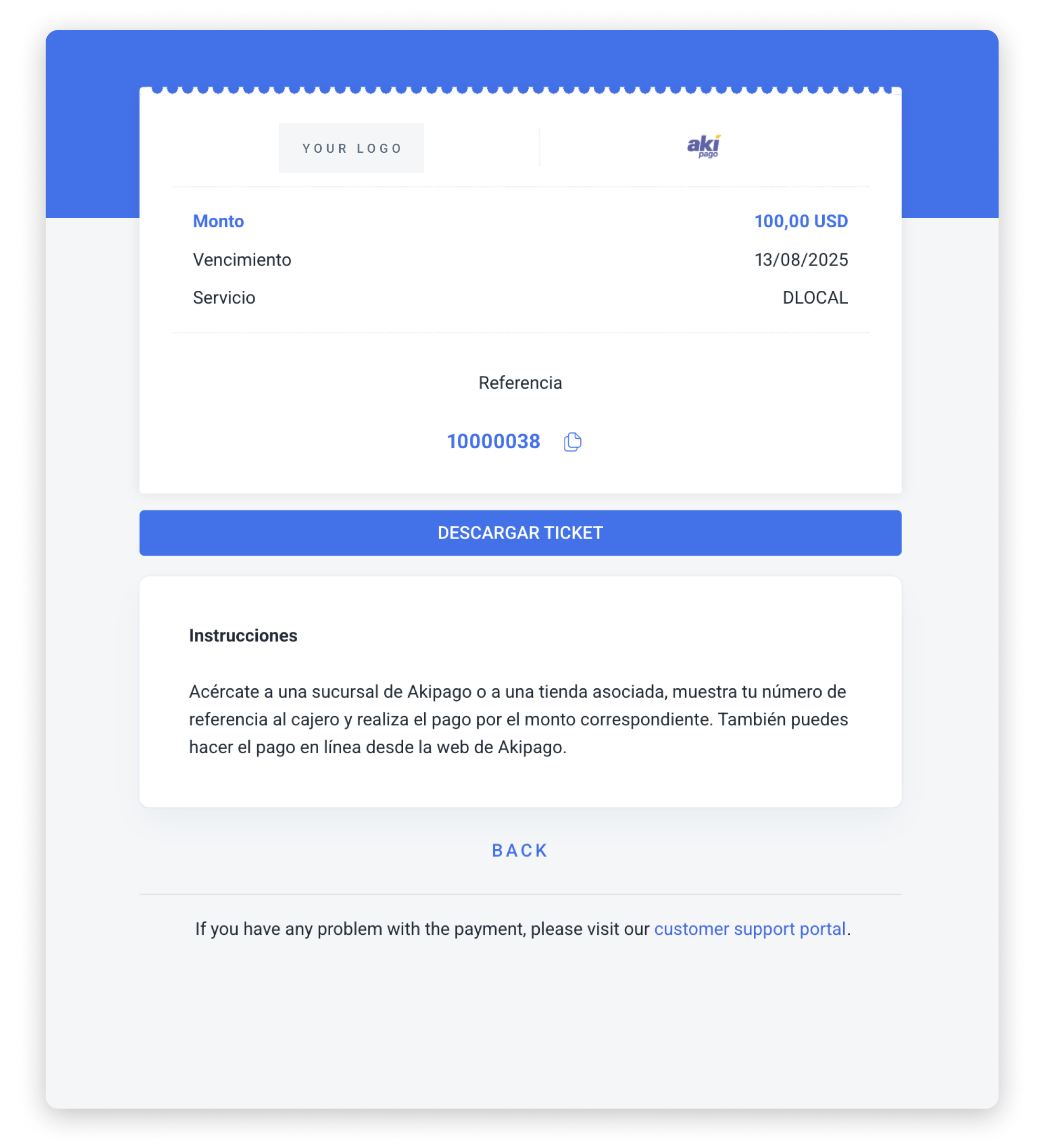 Puntoxpress UI built with the information in the example above.