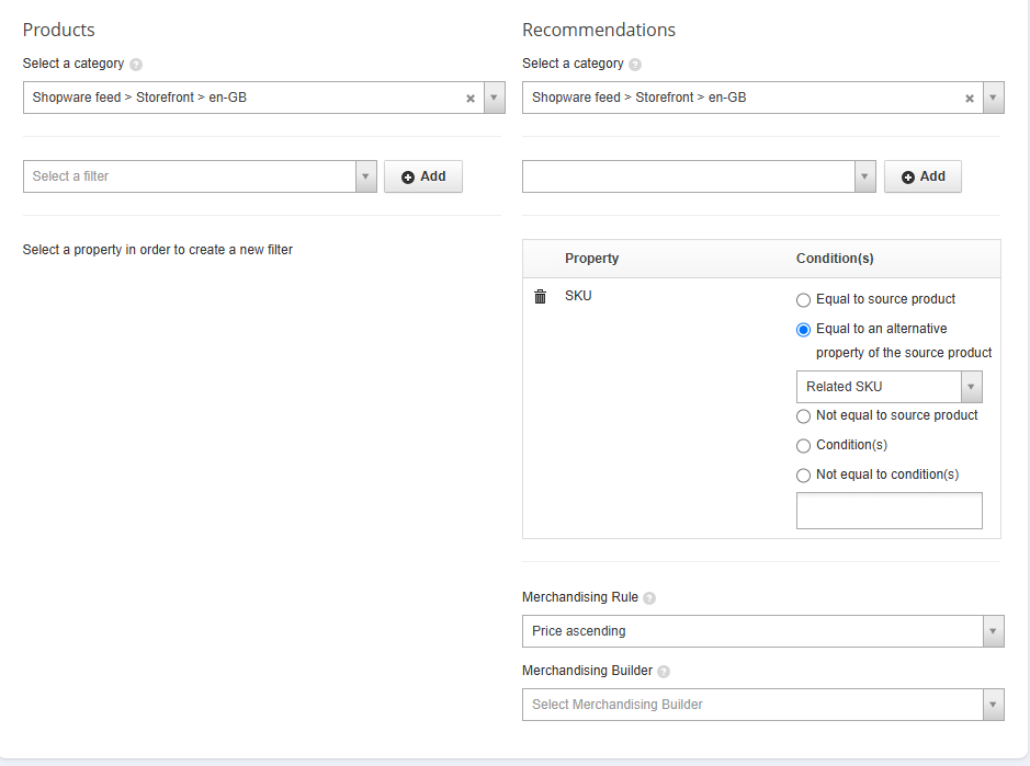 Configuring your SKU based recommendation.