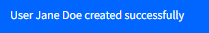Screenshot of the User was created notification