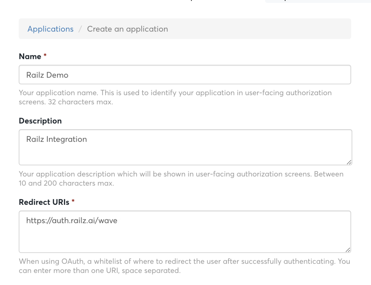 Wave - Create an application form sample. Click to Expand.
