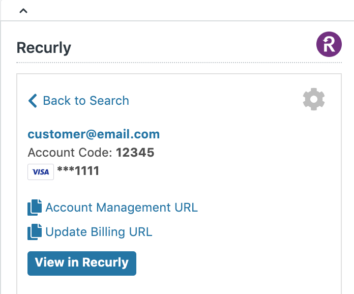 View account and billing details with a direct link to Recurly.