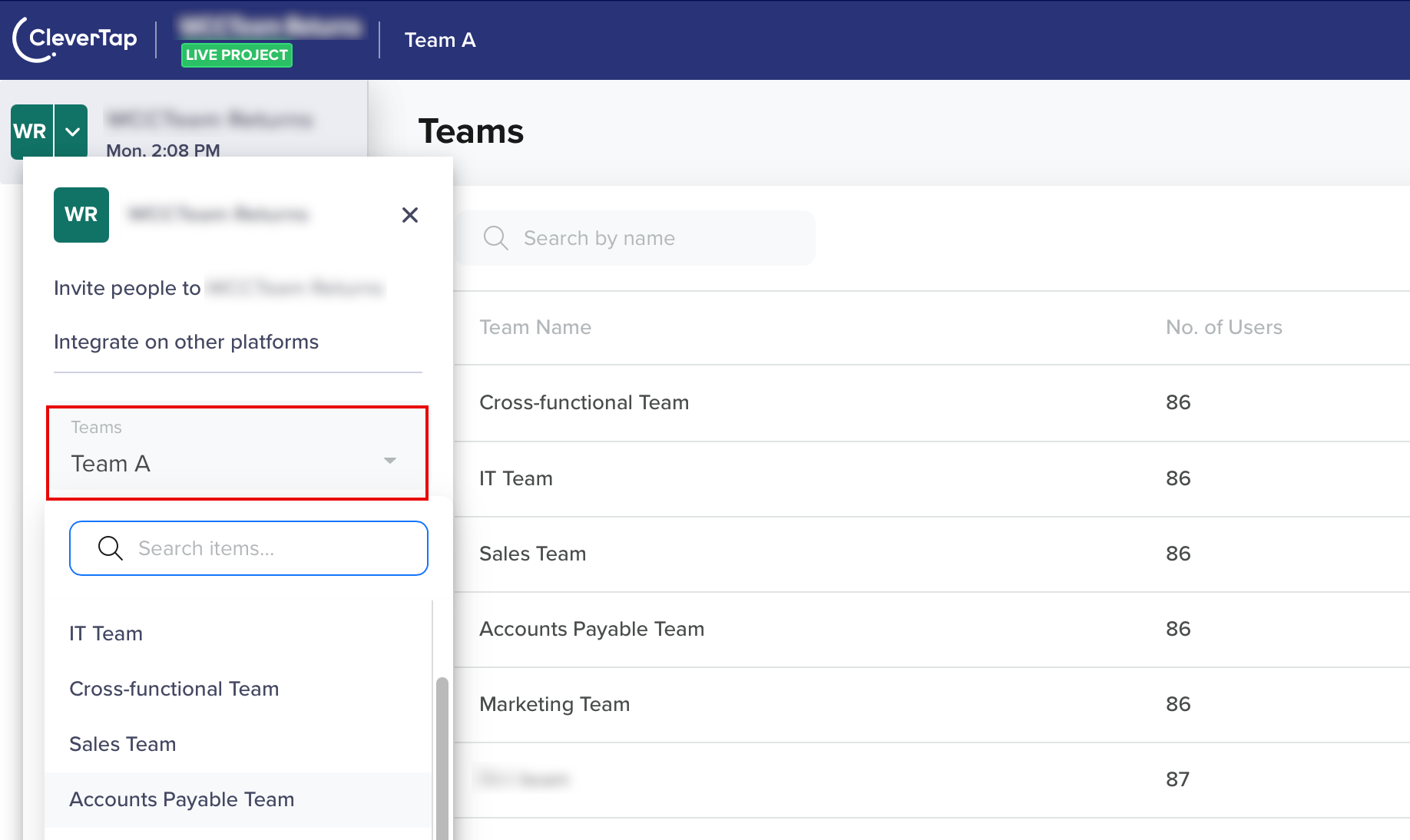 Teams Switcher Dropdown