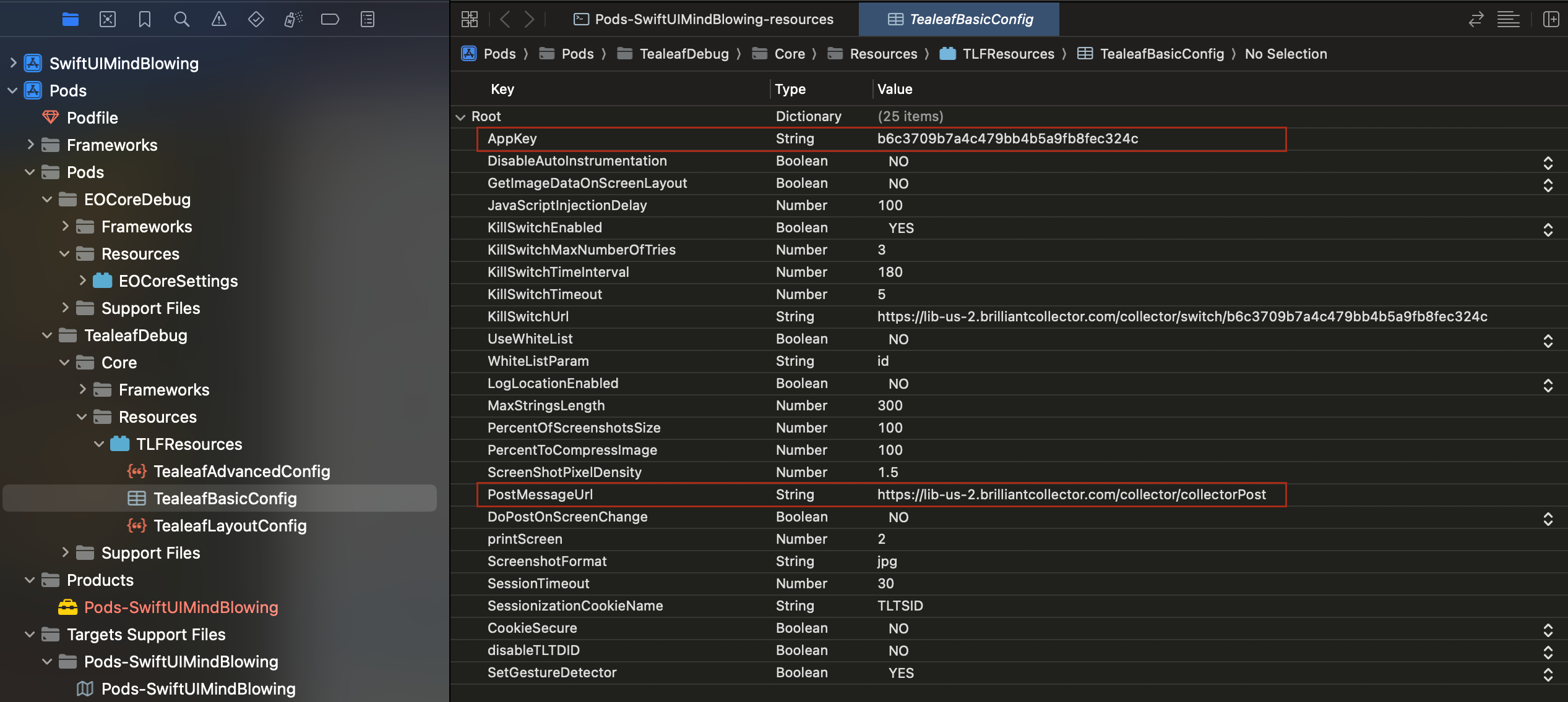 Entering Tealeaf credials to configuration file