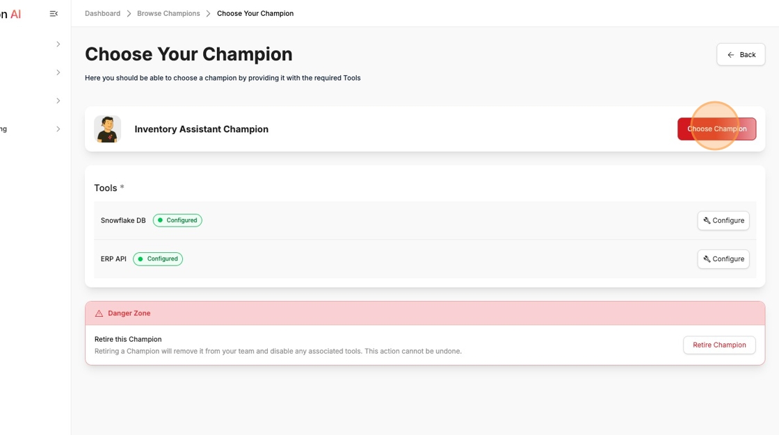 Choose Champion Button