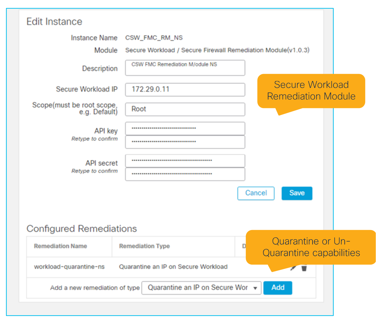 Figure 33: FMC Remediation Module for Secure Workload