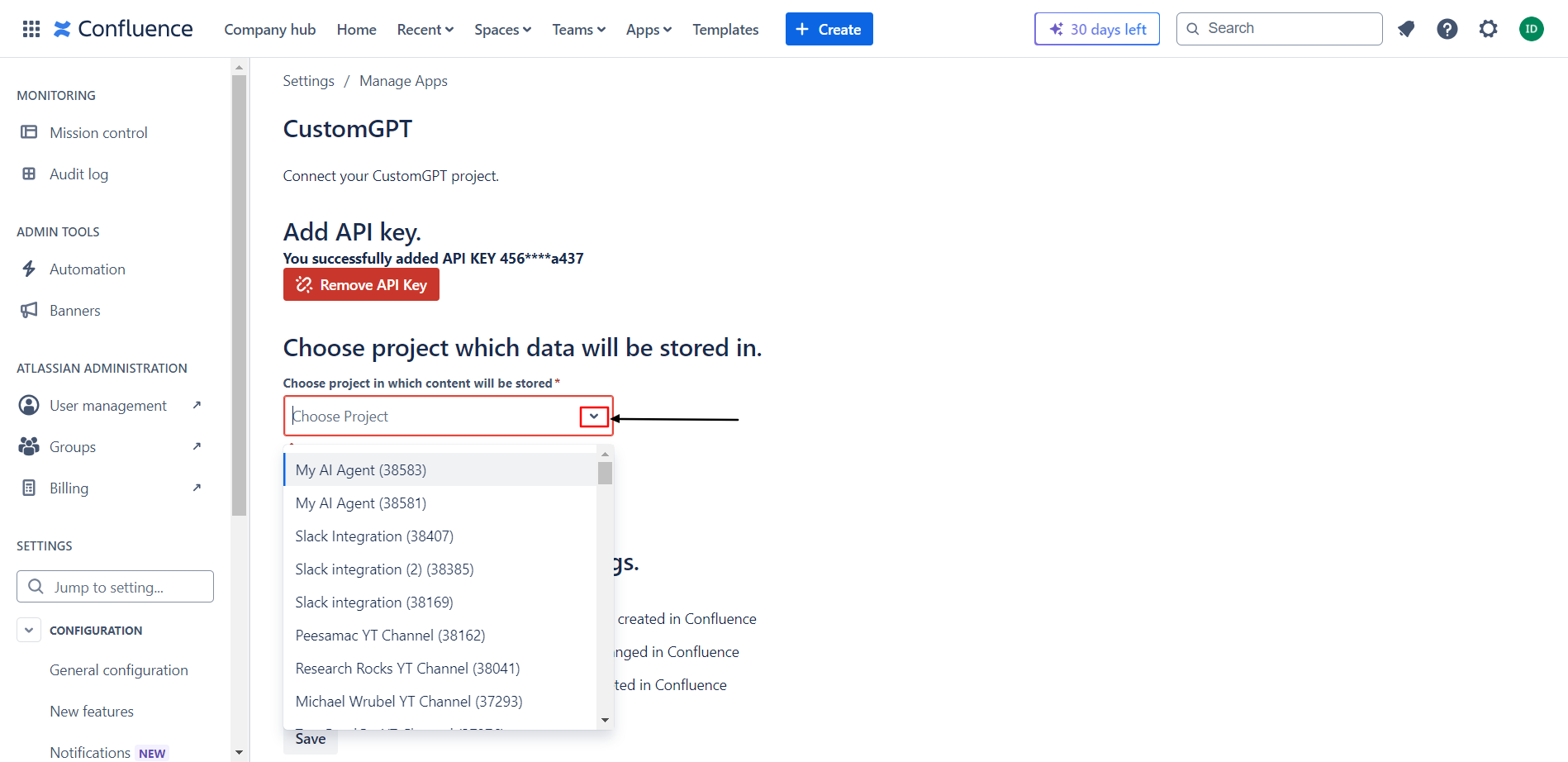 select your project