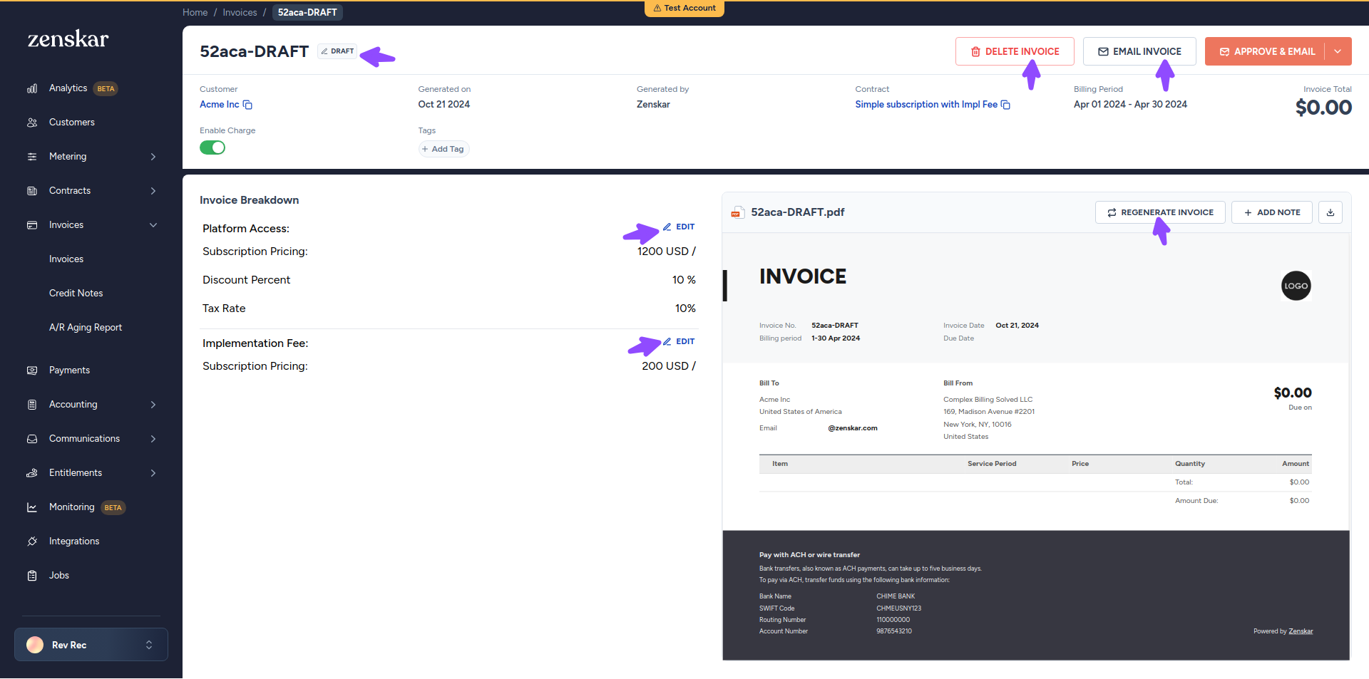 Fig. 1: A draft invoice