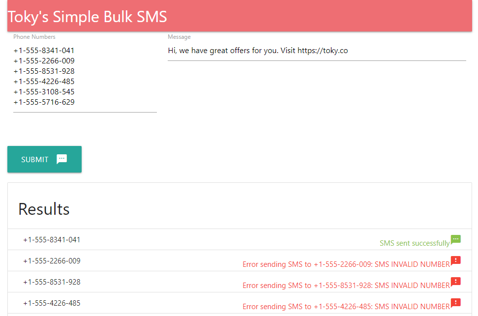 Simple bulk sms tool