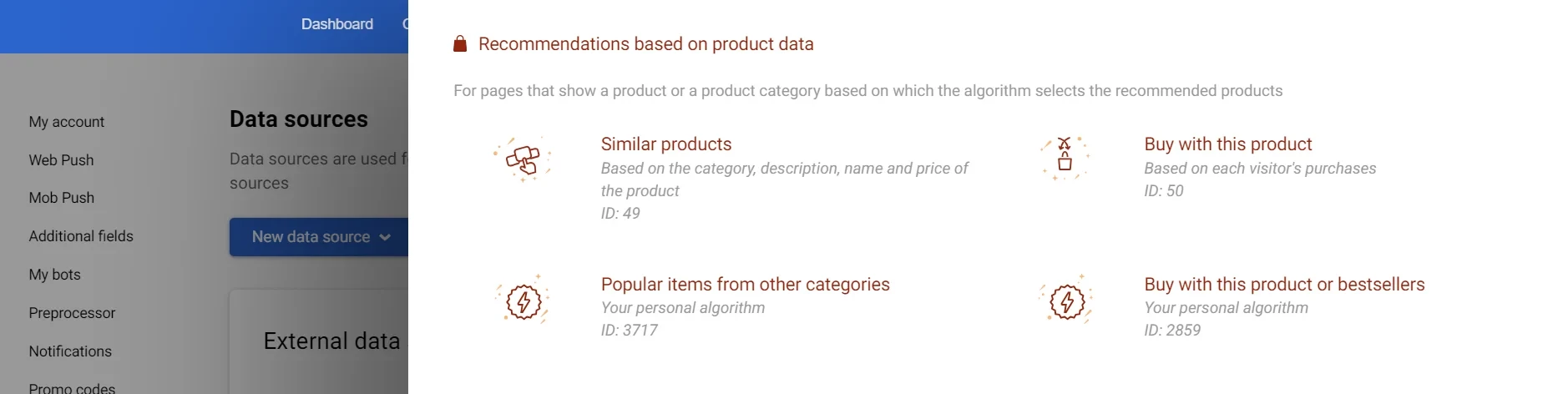 Recommendations based on product data