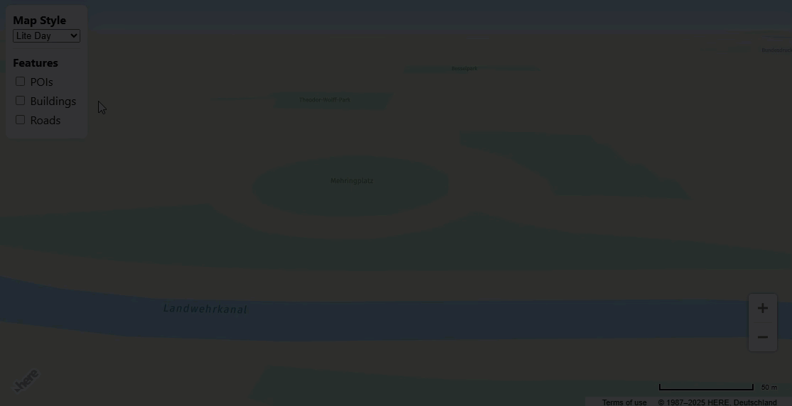 A vector map example with interactive features