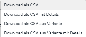 Optionen zum CSV-Download