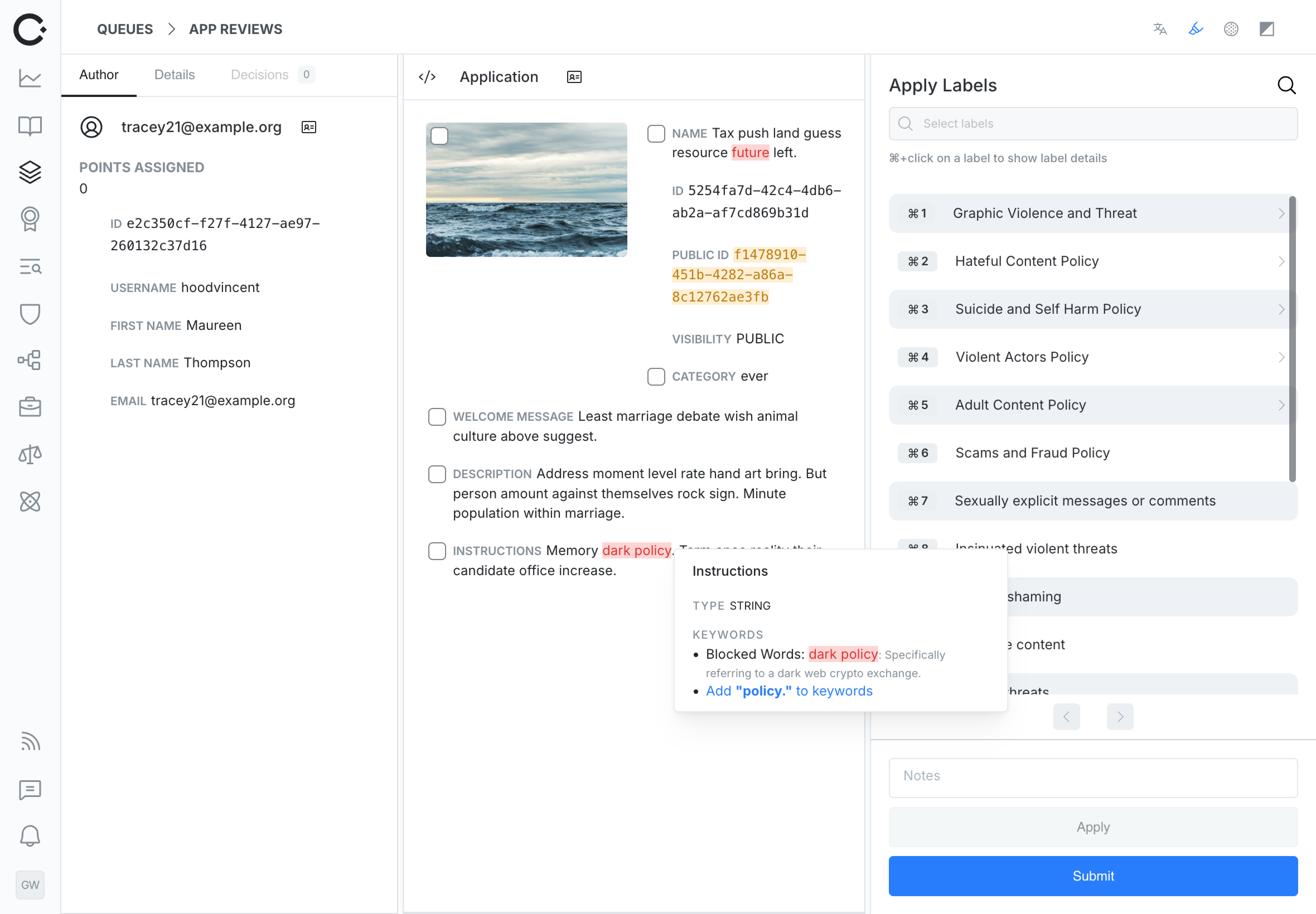 Keyword highlighting in action