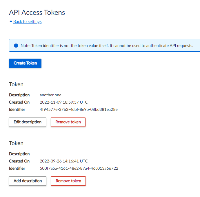 API Access Token UI