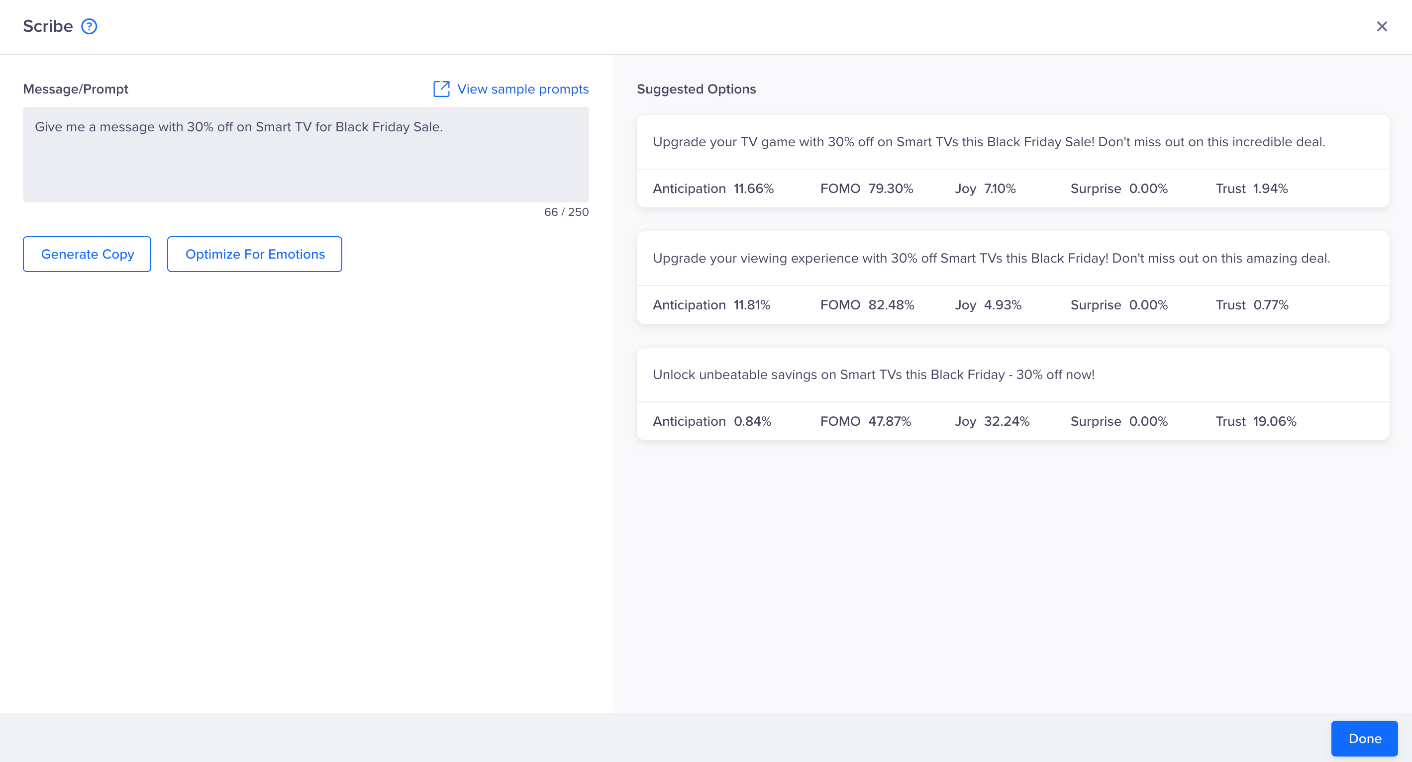 Suggested Option and Emotion Analysis