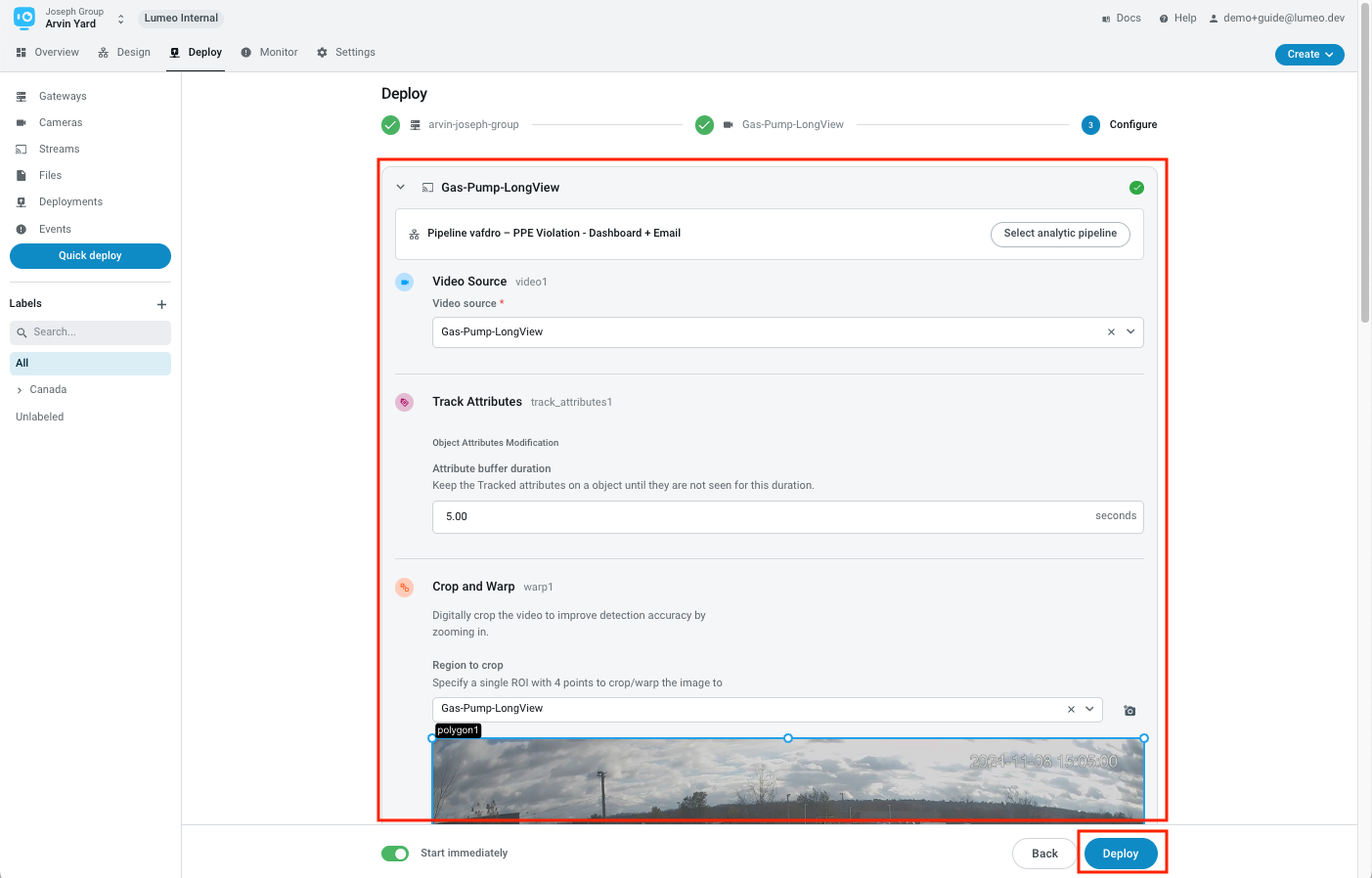 Configure analytic pipeline settings