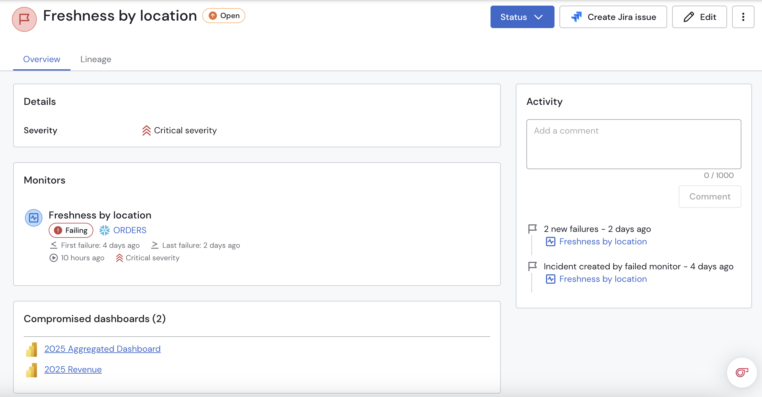 The Incident page