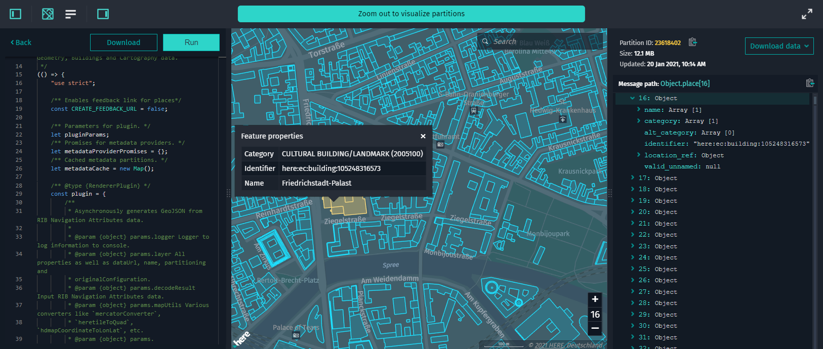 Building Footprints layer visualization with the rendering plugin