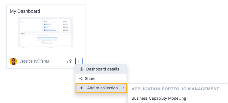 Adding a Dashboard to a Collection