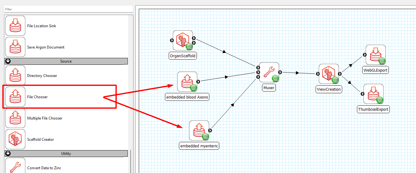 Figure 16. Workflow for visualizing data from two mapping processes on a single scaffold.