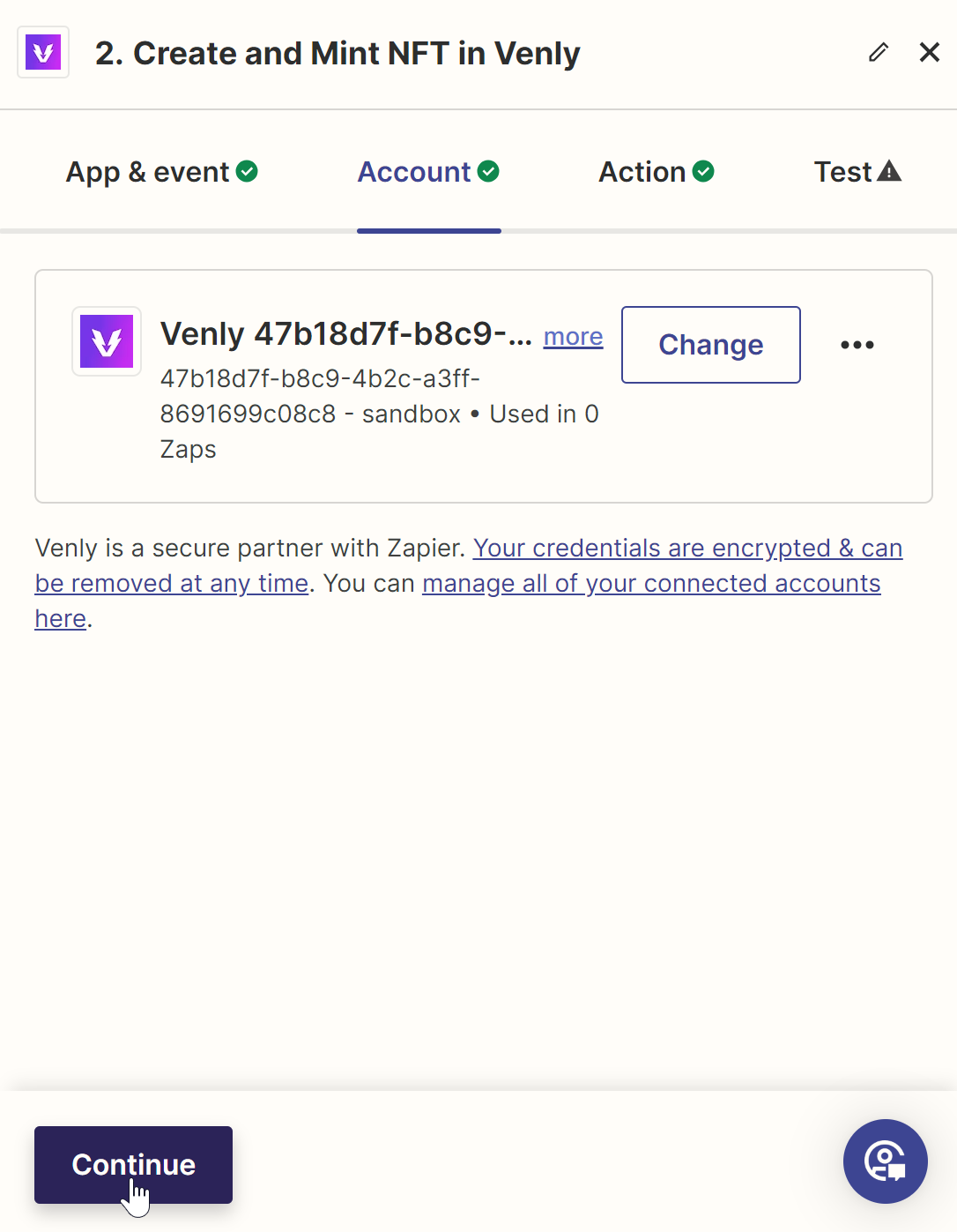 Add Venly account to Zapier