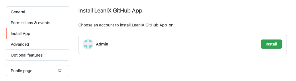 Installing a GitHub on an Account