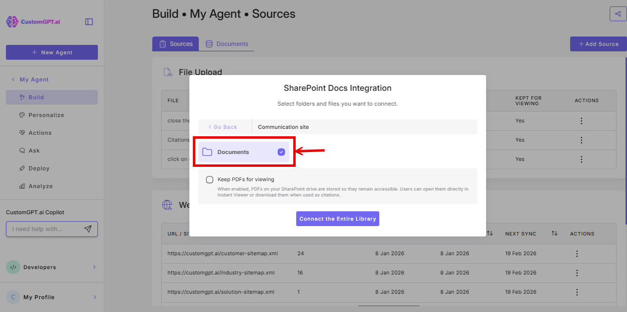 windows with sub-folders selection