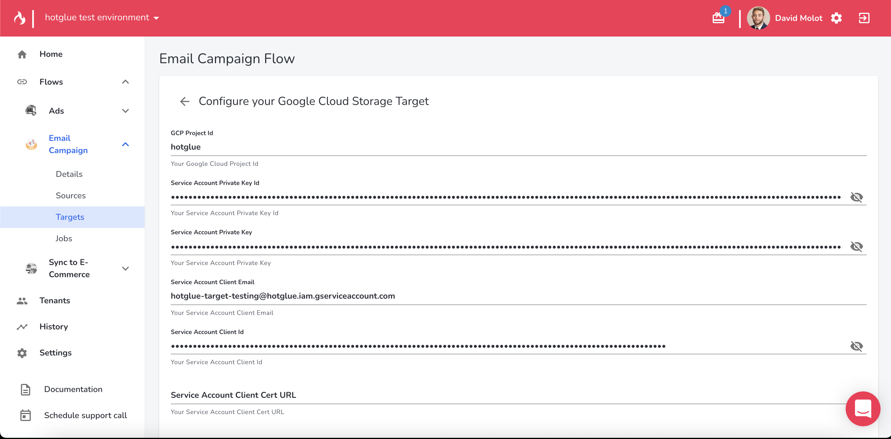 Provide Cloud Storage credentials