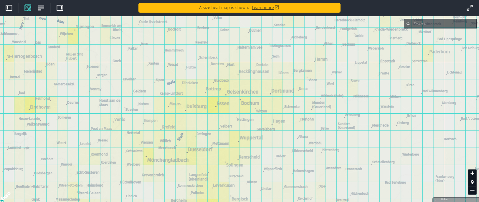 Aggregated size heat map