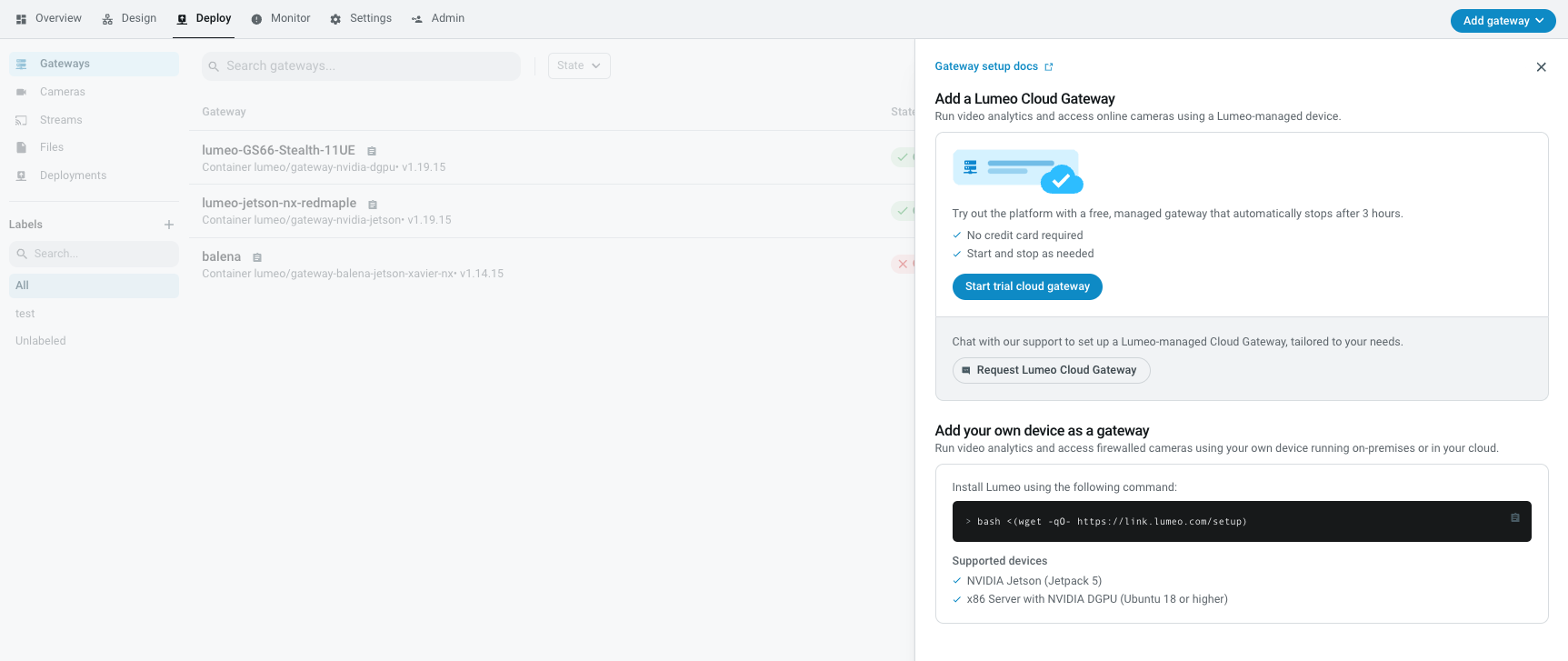 Start a trial cloud gateway