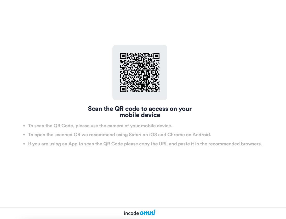 When opening workflow url on desktop, user will be asked to scan QR code with their mobile device