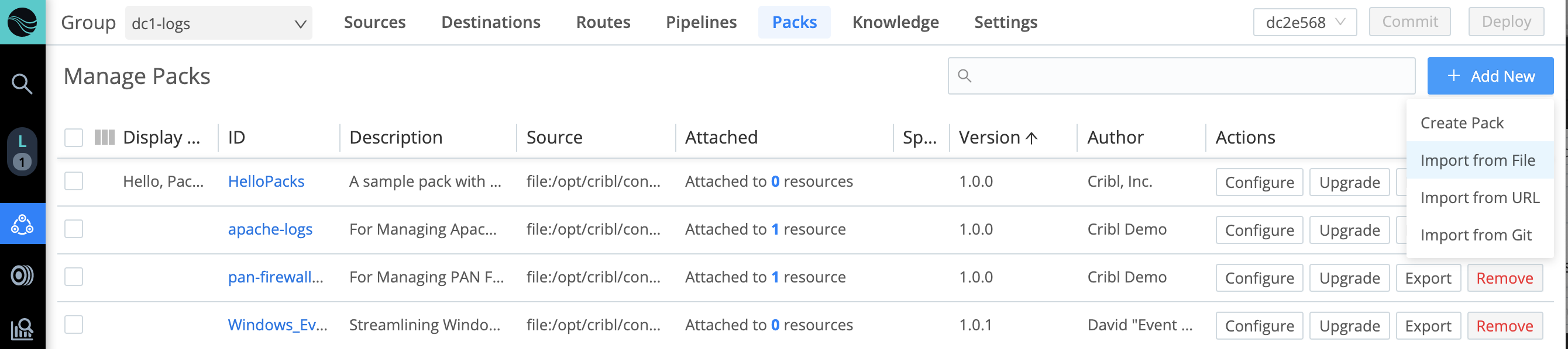 pack-import.png Importing a Pack