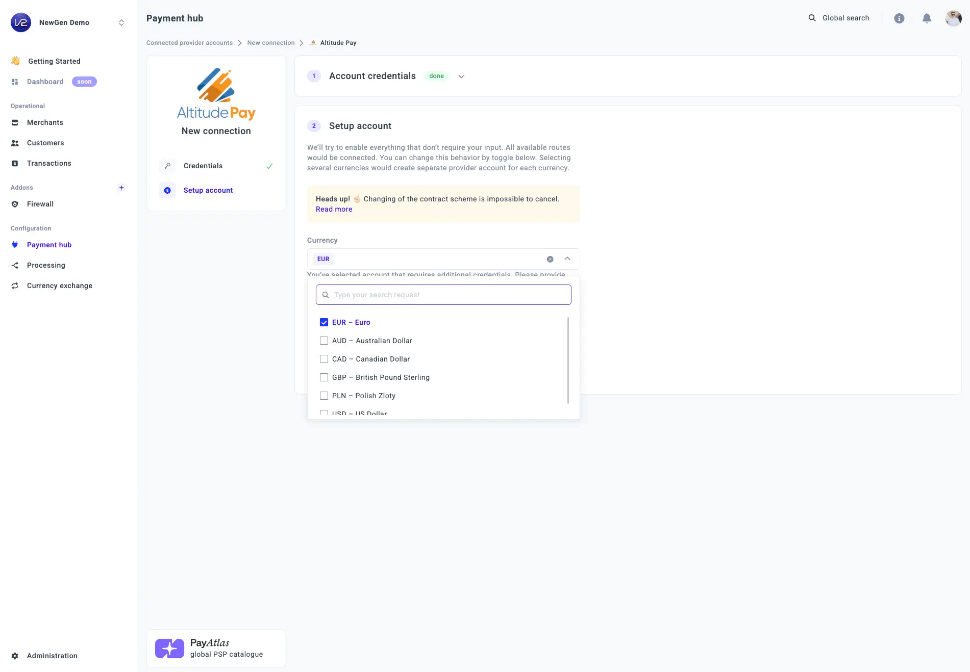 Altitude connection form - Step 2