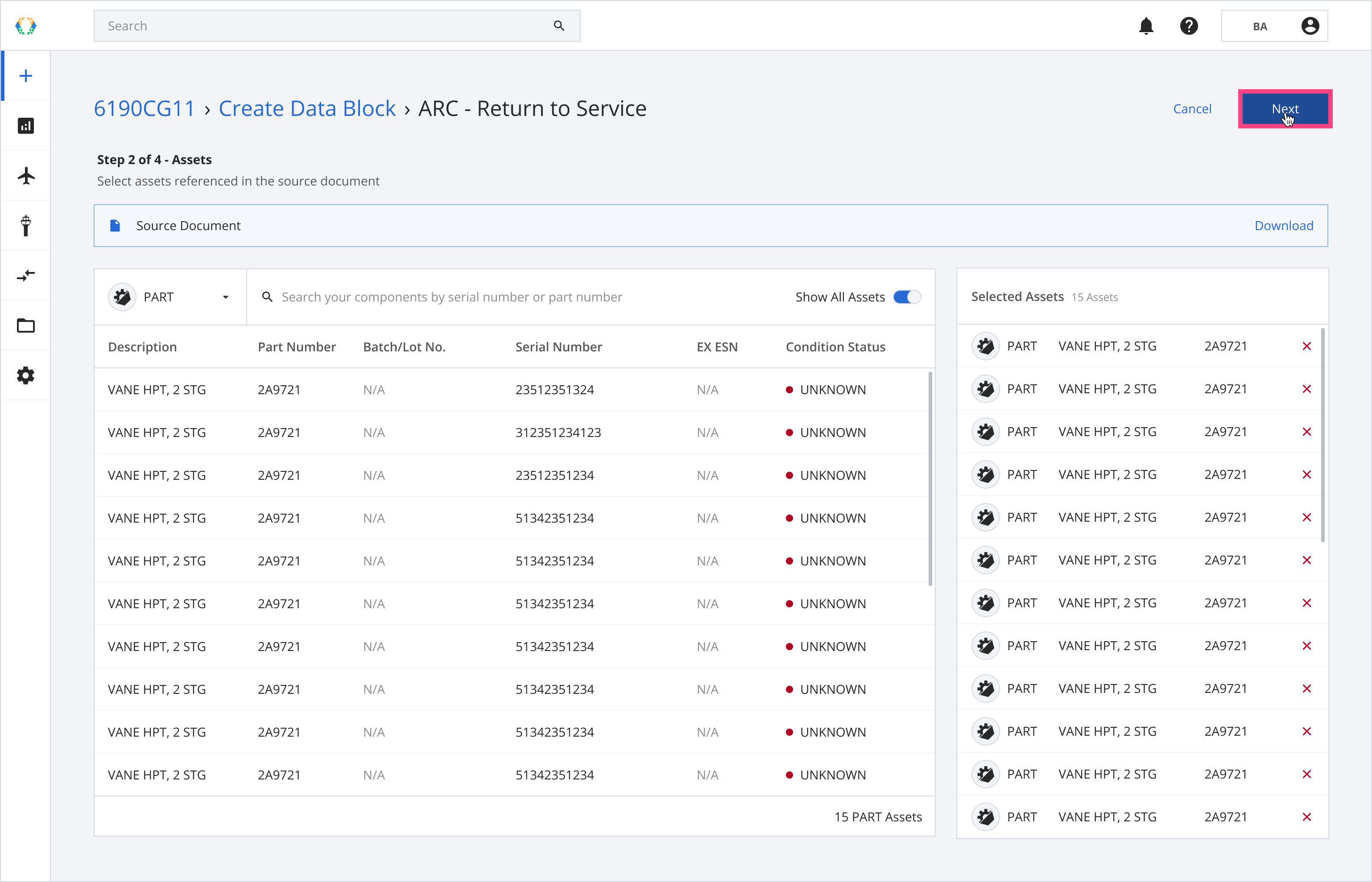 Select referenced asset